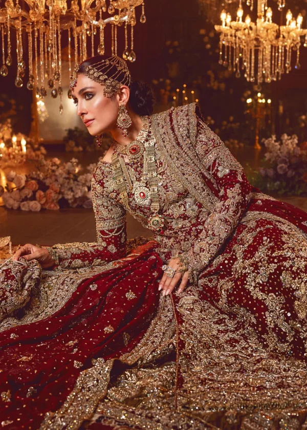 Long Kameez Red Lehenga Pakistani Wedding Dresses - Image 2