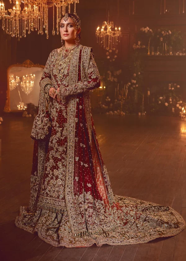 Long Kameez Red Lehenga Pakistani Wedding Dresses - Image 4