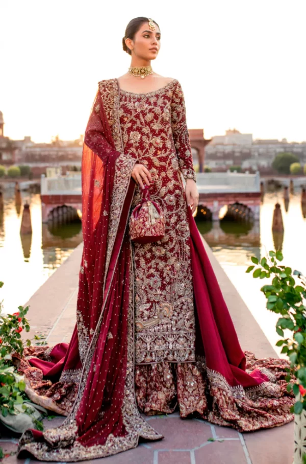 Red Raw Silk Lehenga Shirt Pakistani Wedding Dresses