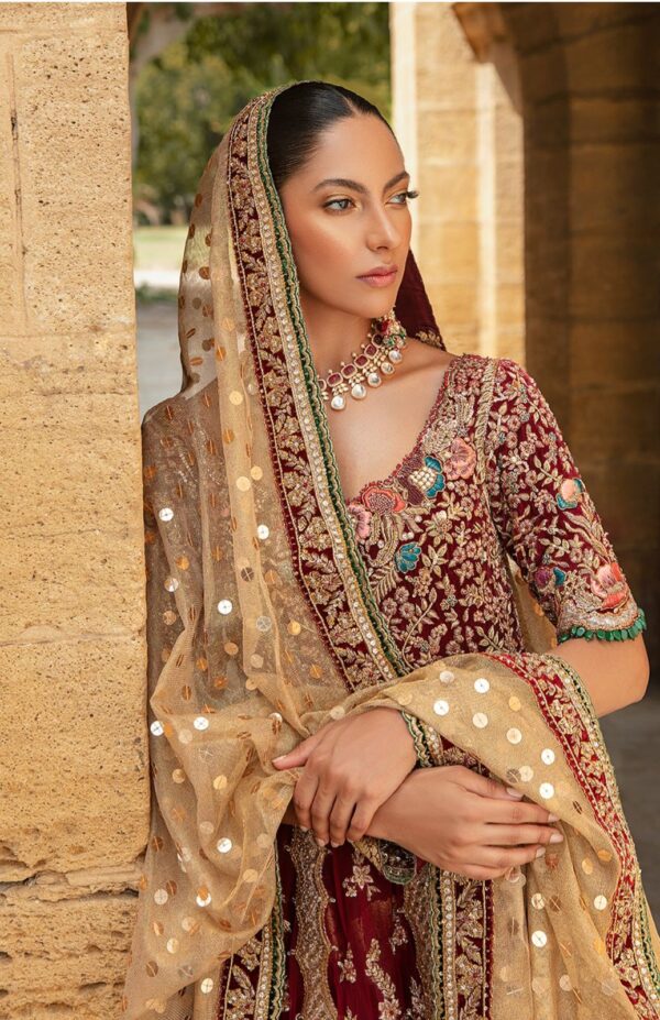 AK Bridals Maroon Bridal Ensemble - Image 4