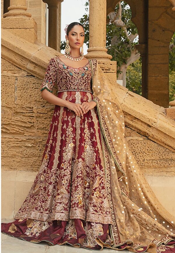 AK Bridals Maroon Bridal Ensemble